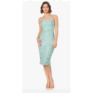 NEW Dress The Population Josselyn Mint Beaded & Sequin Midi-Dress Size XXS
